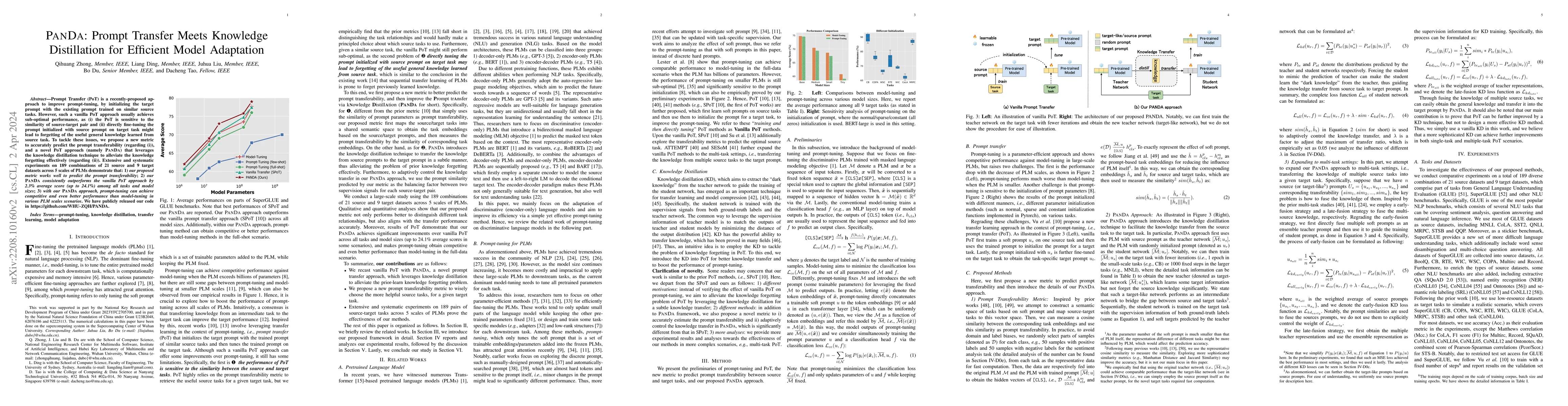 Thumbnail for PANDA: Prompt Transfer Meets Knowledge Distillation for Efficient Model
  Adaptation