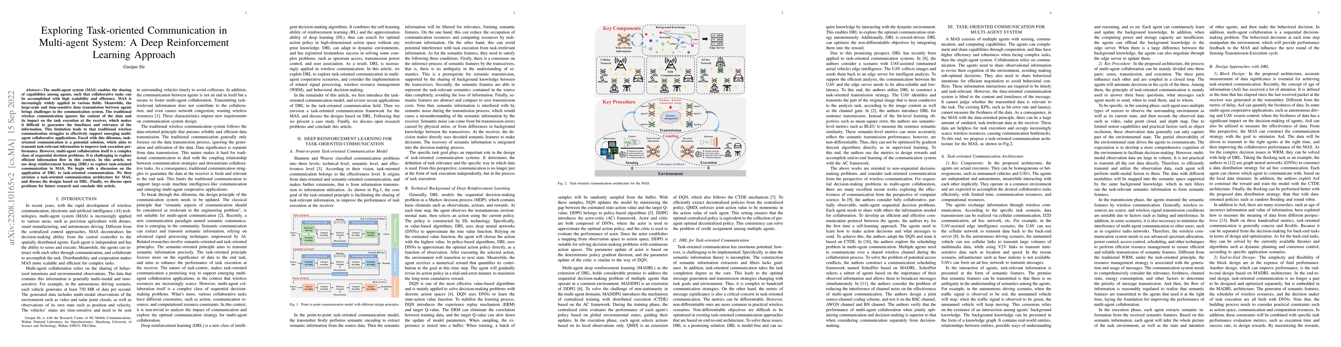 Thumbnail for Exploring Task-oriented Communication in Multi-agent System: A Deep
  Reinforcement Learning Approach