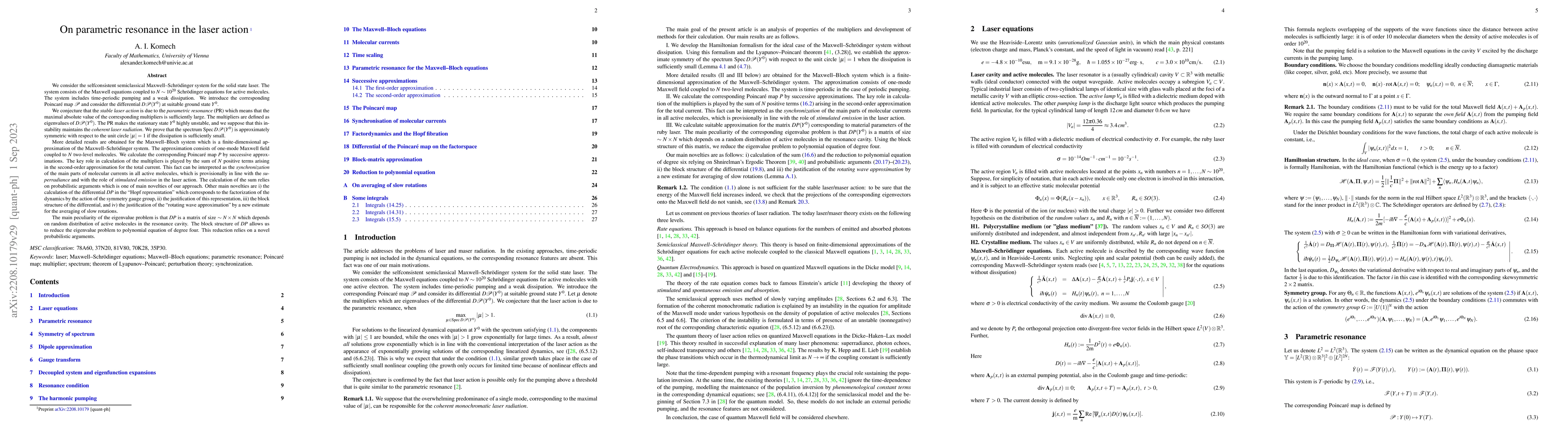 Thumbnail for On parametric resonance in the laser action