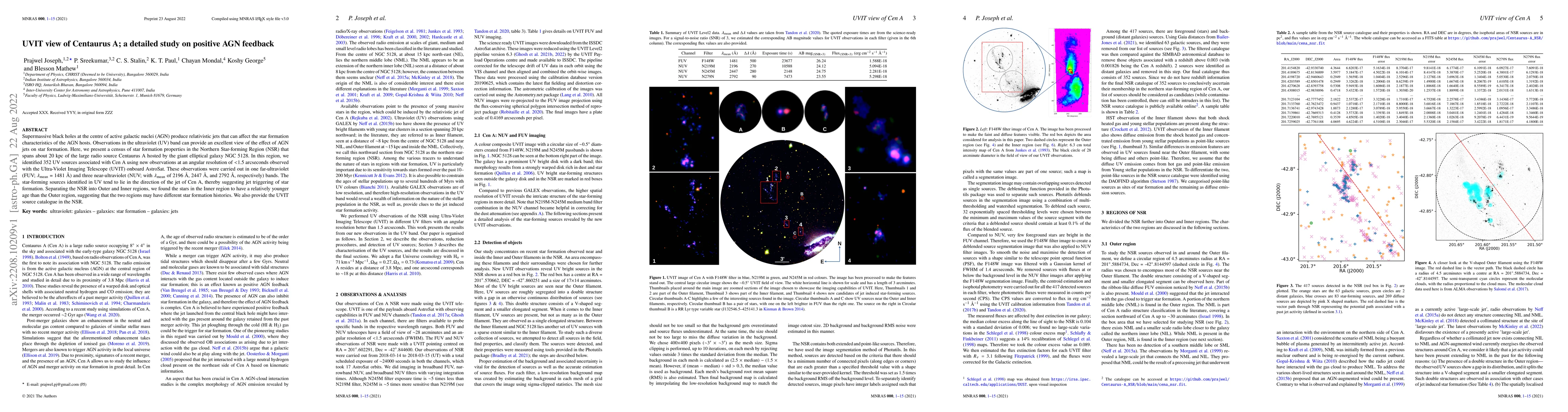 Thumbnail for UVIT view of Centaurus A; a detailed study on positive AGN feedback