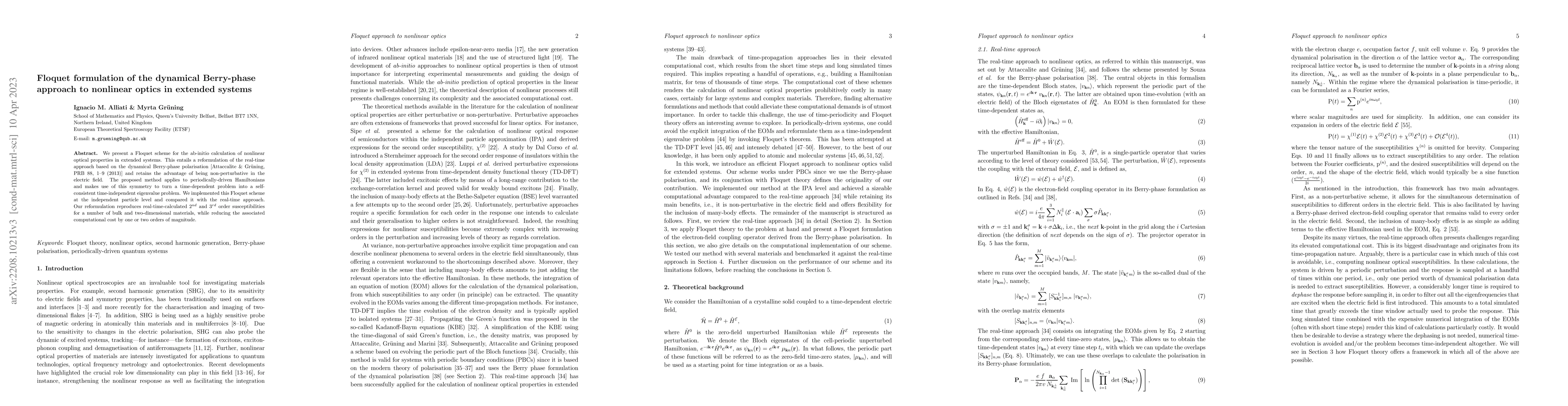 Thumbnail for Floquet formulation of the dynamical Berry-phase approach to non-linear
  optics in extended systems