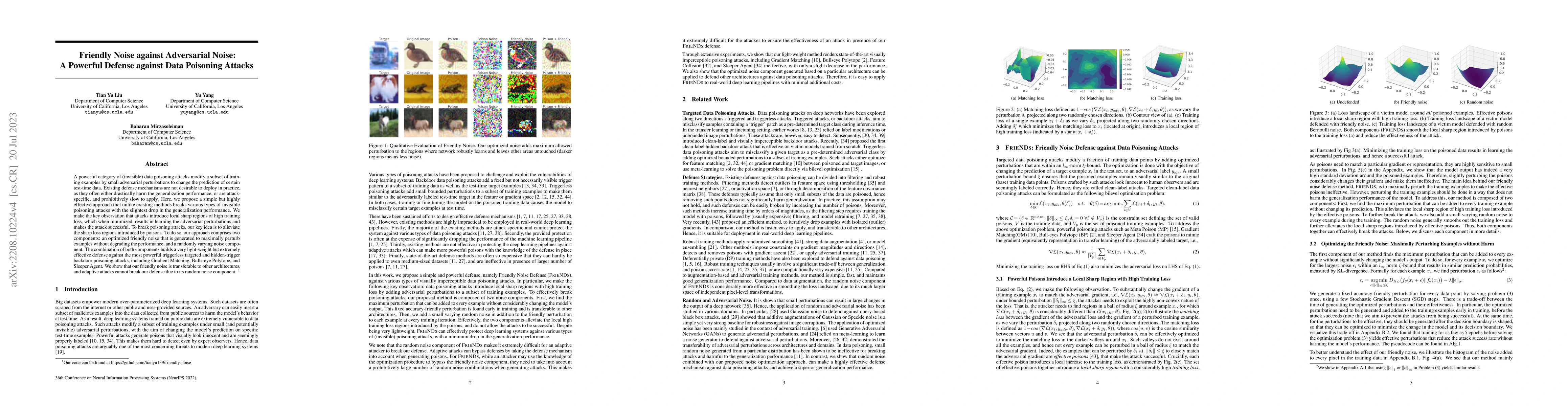 Thumbnail for Friendly Noise against Adversarial Noise: A Powerful Defense against
  Data Poisoning Attacks