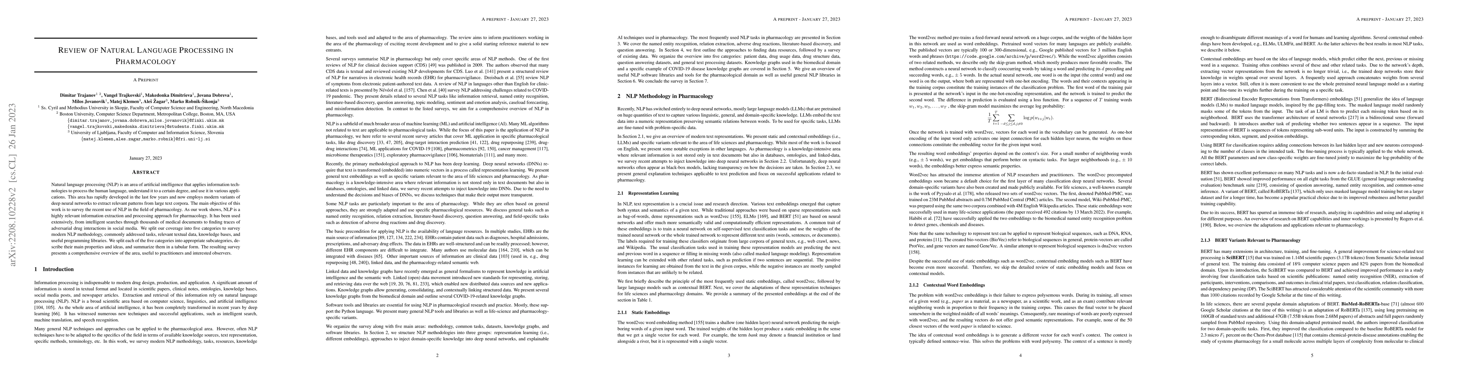 Thumbnail for Review of Natural Language Processing in Pharmacology