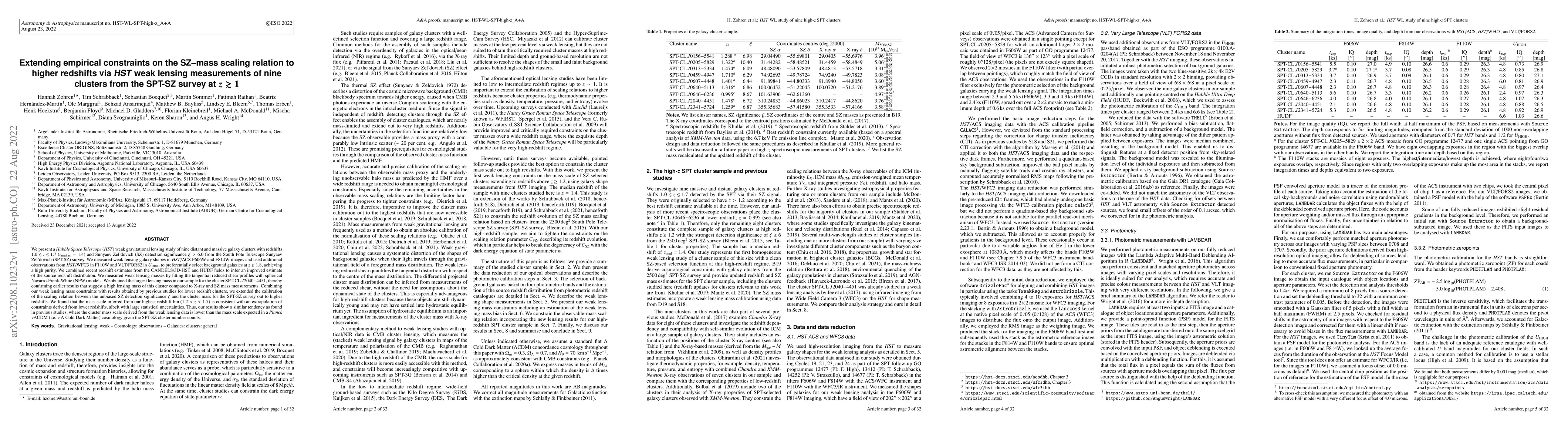 Thumbnail for Extending empirical constraints on the SZ-mass scaling relation to
  higher redshifts via HST weak lensing measurements of nine clusters from the
  SPT-SZ survey at $z\gtrsim1$