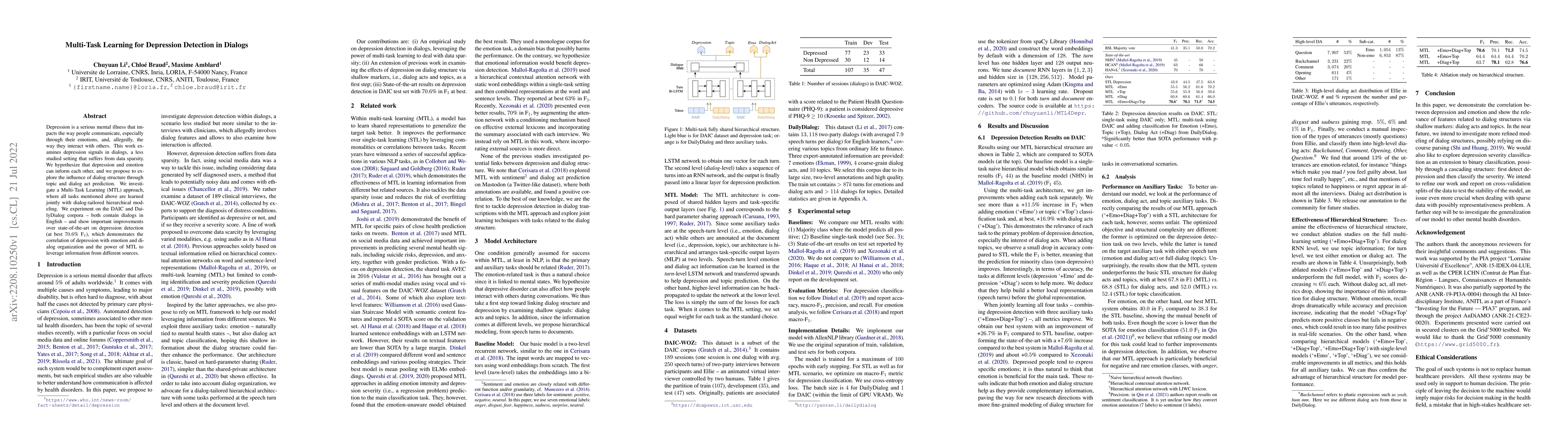 Thumbnail for Multi-Task Learning for Depression Detection in Dialogs