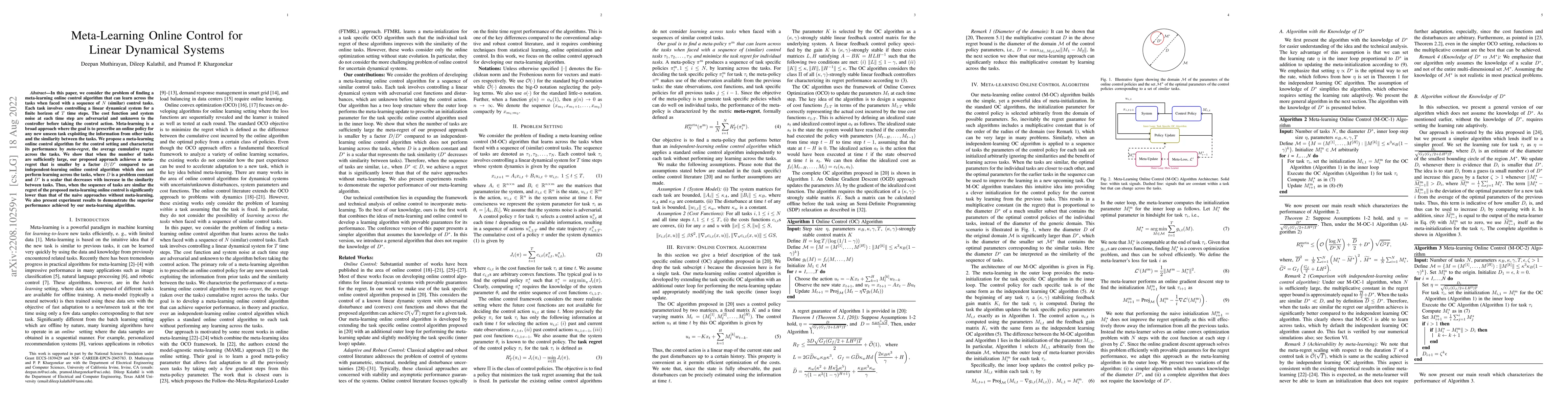 Thumbnail for Meta-Learning Online Control for Linear Dynamical Systems