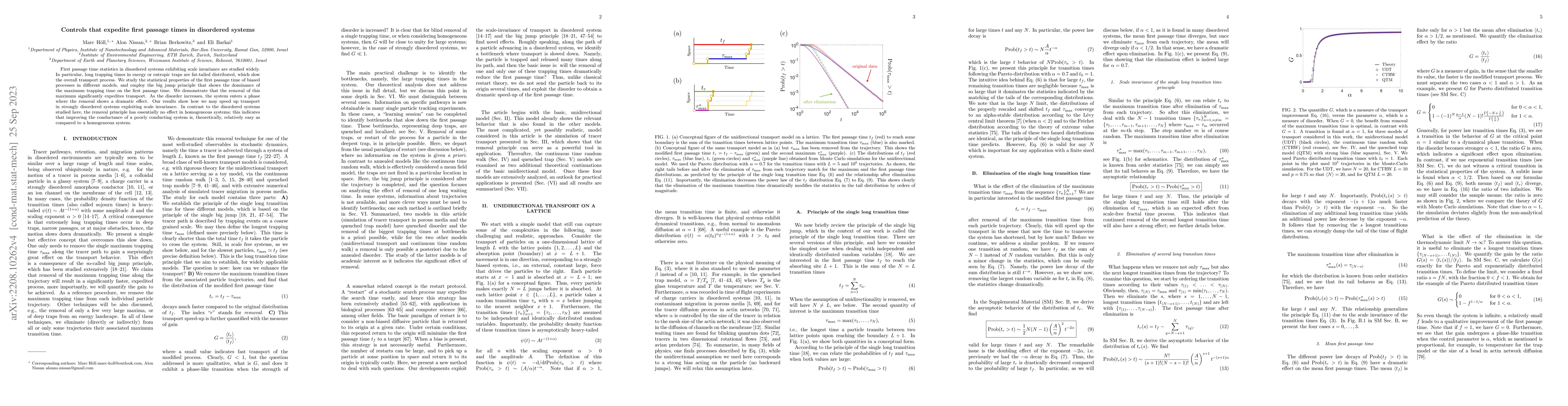 Thumbnail for Controls that expedite first passage times in disordered systems