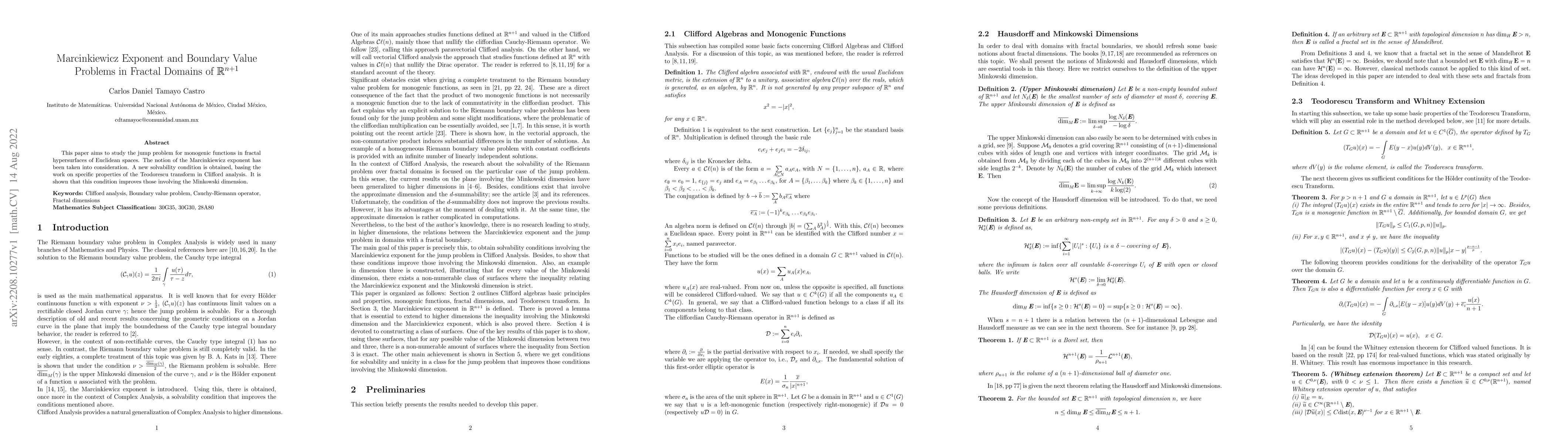 Thumbnail for Marcinkiewicz Exponent and Boundary Value Problems in Fractal Domains of
  $\mathbb{R}^{n+1}$