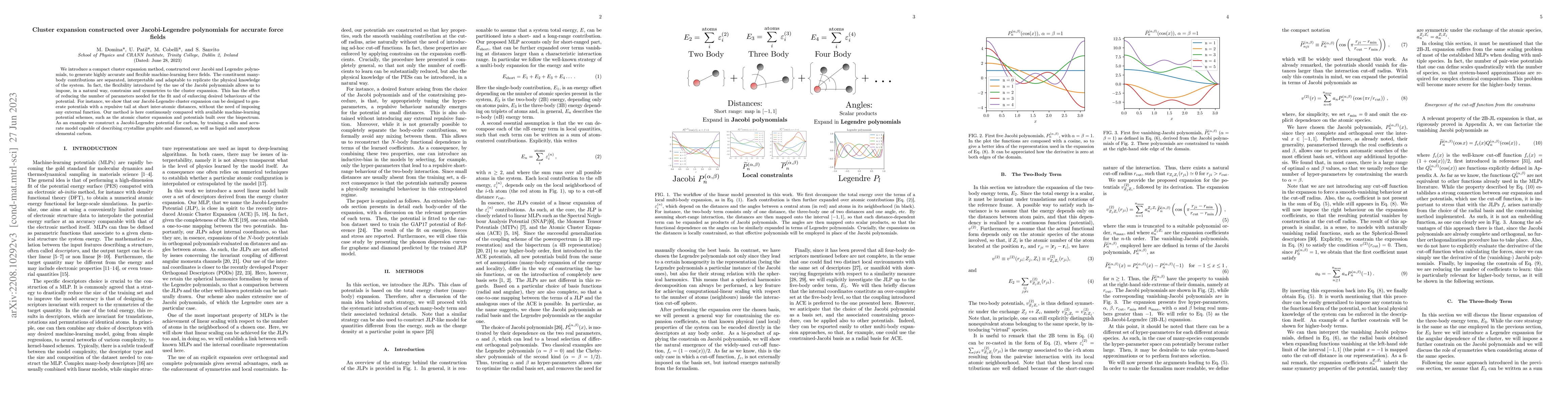 Thumbnail for Cluster expansion constructed over Jacobi-Legendre polynomials for
  accurate force fields