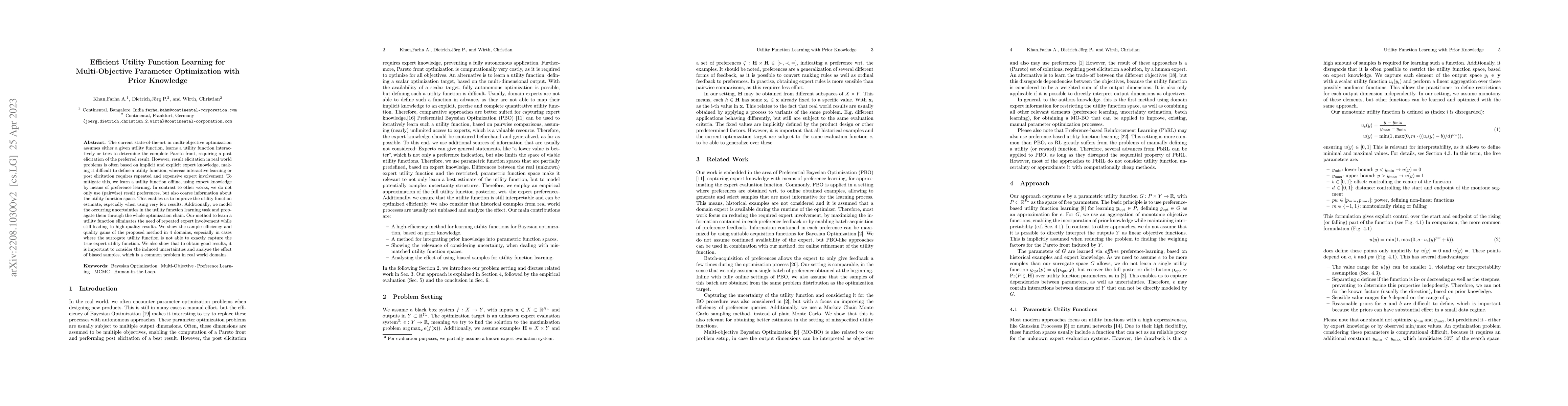 Thumbnail for Efficient Utility Function Learning for Multi-Objective Parameter
  Optimization with Prior Knowledge