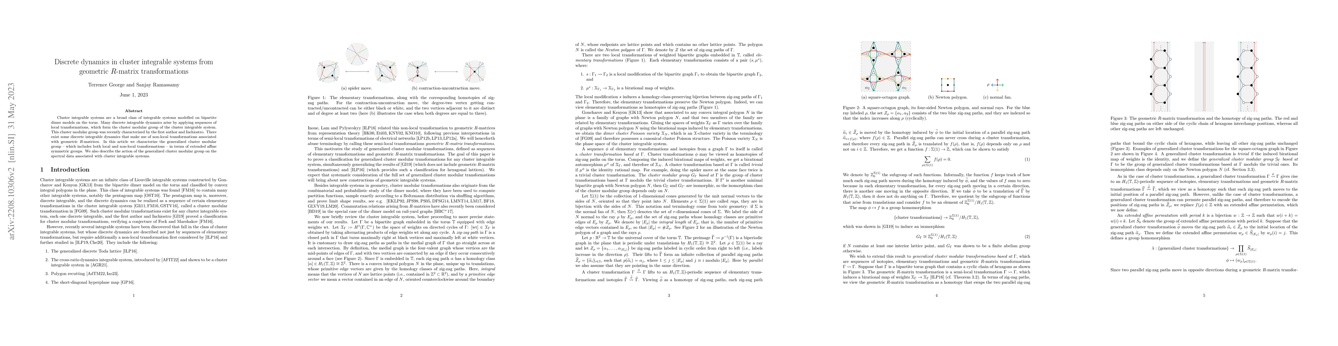 Thumbnail for Discrete dynamics in cluster integrable systems from geometric
  $R$-matrix transformations