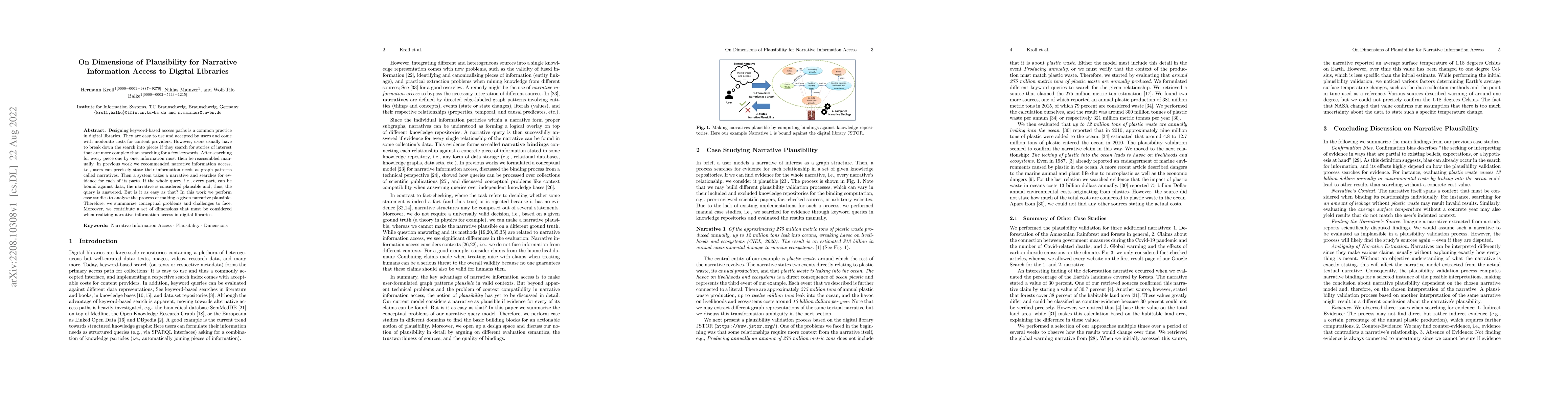 Thumbnail for On Dimensions of Plausibility for Narrative Information Access to
  Digital Libraries