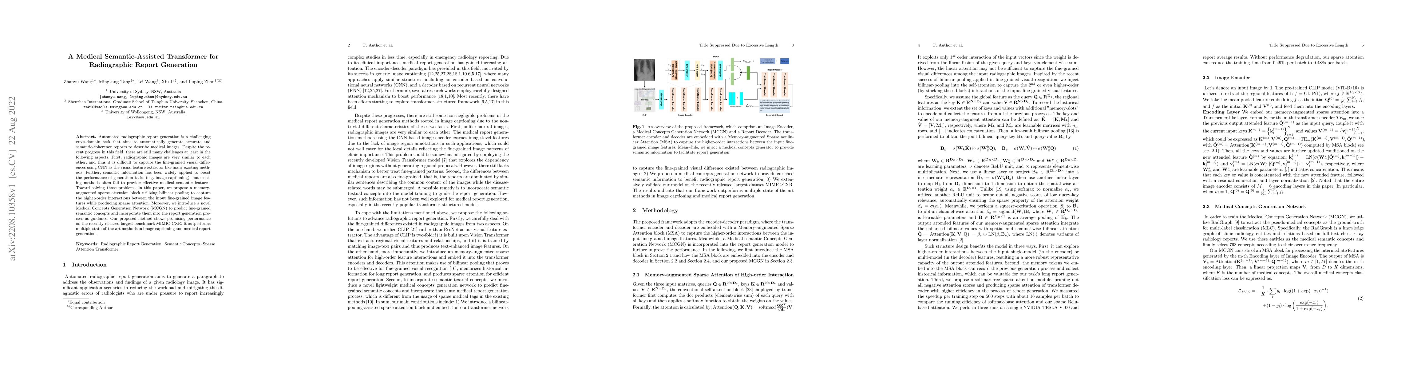 Thumbnail for A Medical Semantic-Assisted Transformer for Radiographic Report
  Generation