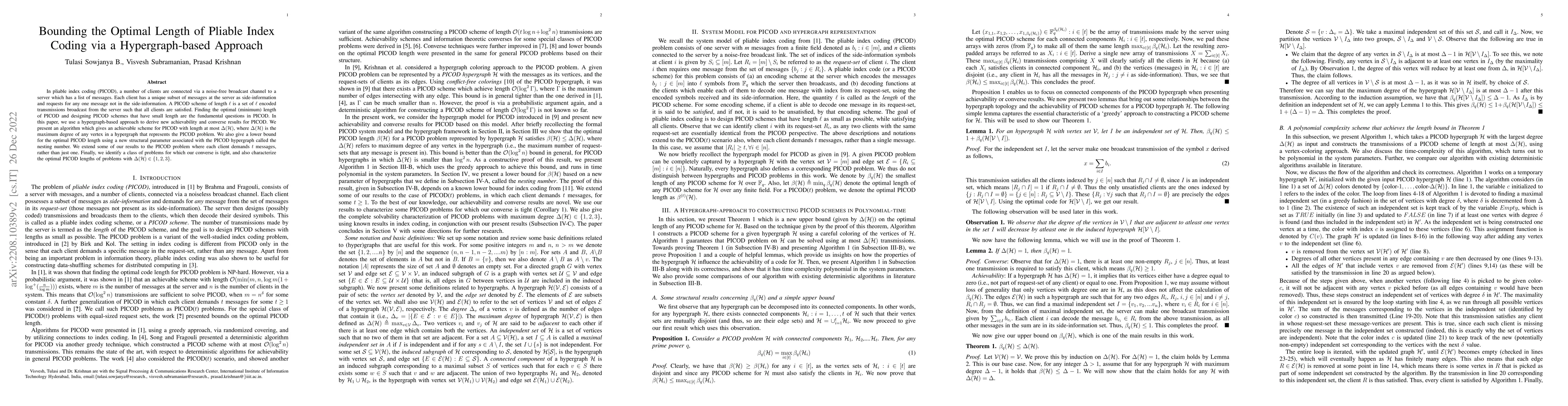 Thumbnail for Bounding the Optimal Length of Pliable Index Coding via a
  Hypergraph-based Approach