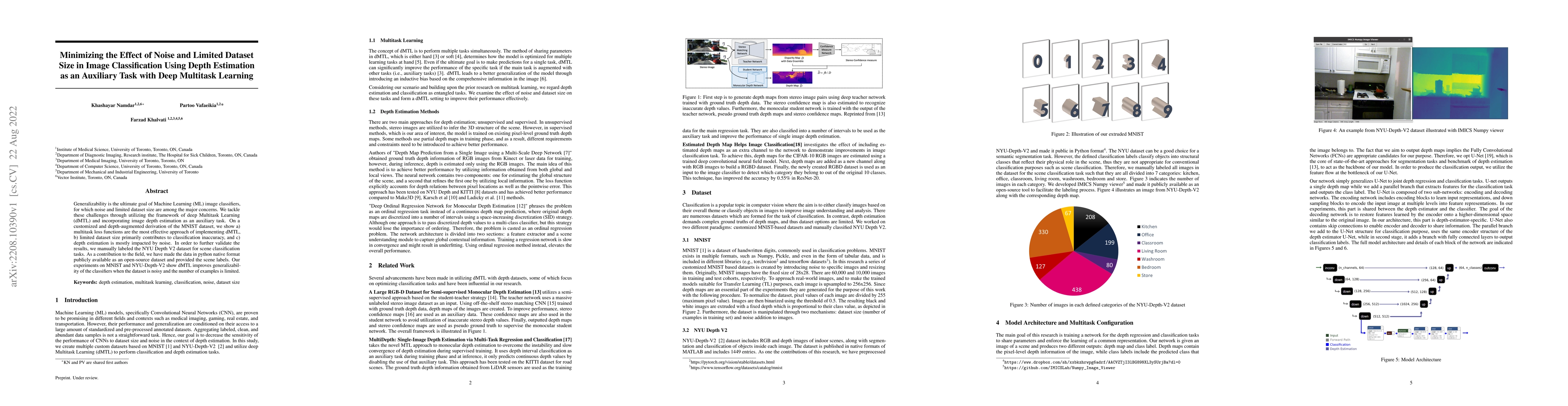 Thumbnail for Minimizing the Effect of Noise and Limited Dataset Size in Image
  Classification Using Depth Estimation as an Auxiliary Task with Deep
  Multitask Learning