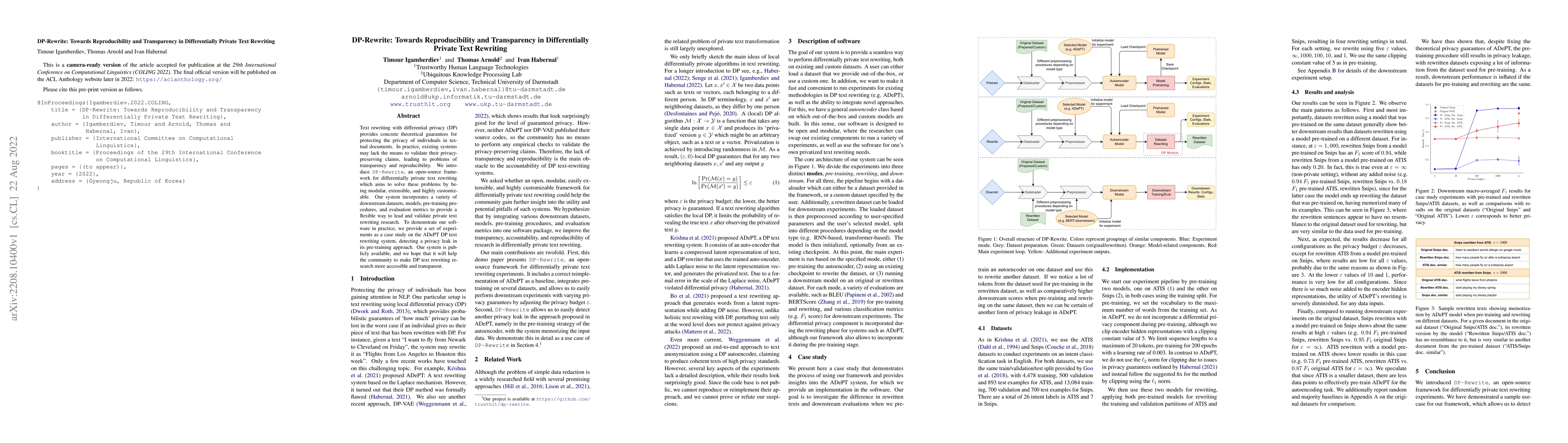 Thumbnail for DP-Rewrite: Towards Reproducibility and Transparency in Differentially
  Private Text Rewriting