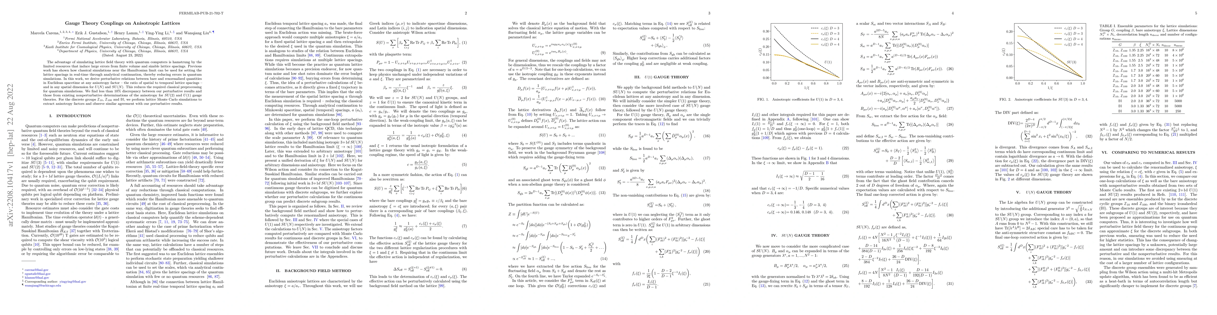 Thumbnail for Gauge Theory Couplings on Anisotropic Lattices