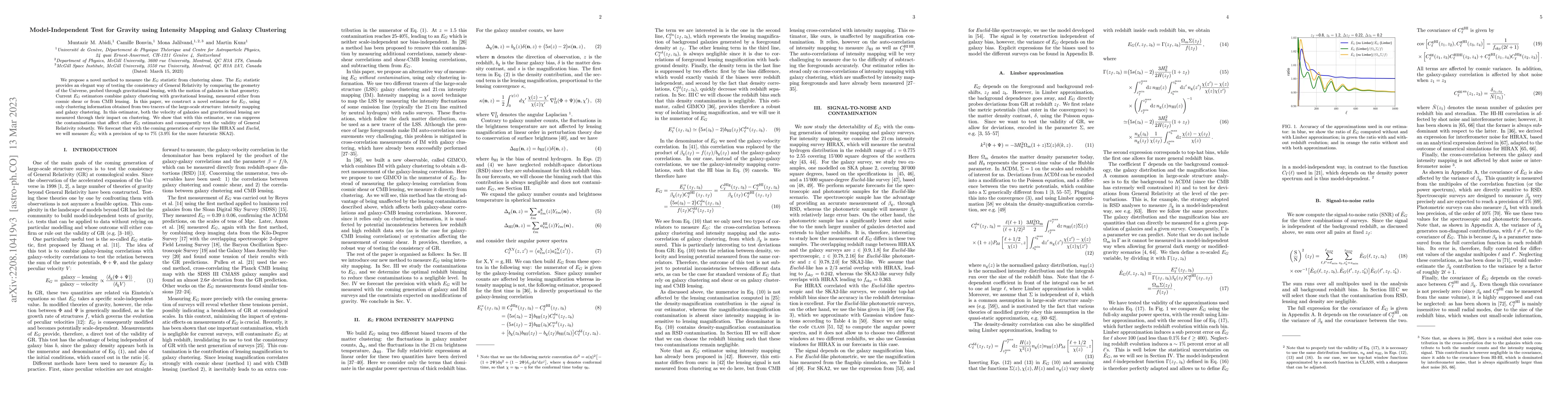 Thumbnail for Model-Independent Test for Gravity using Intensity Mapping and Galaxy
  Clustering