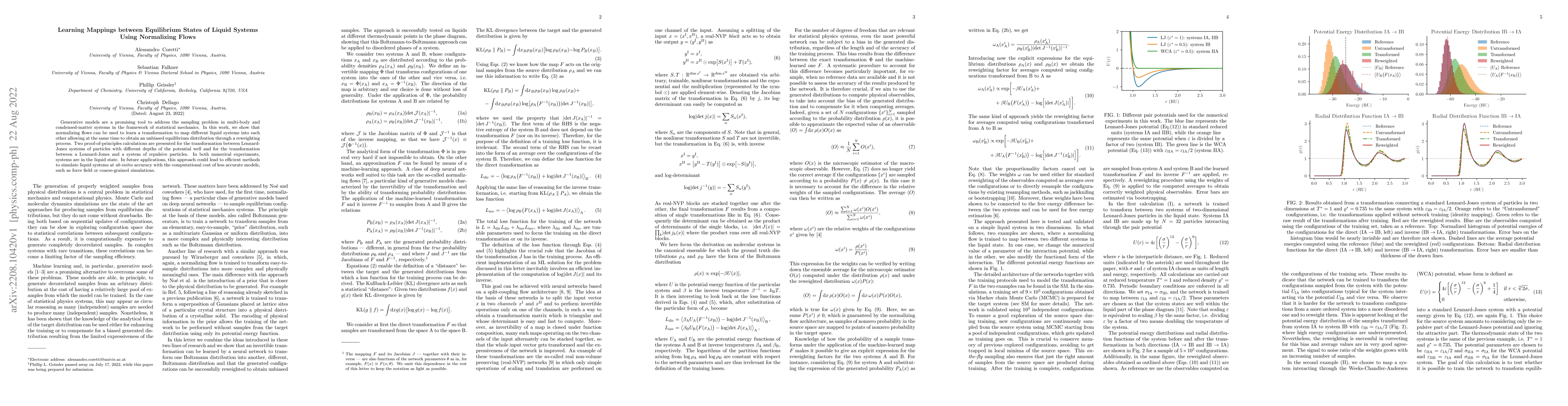 Thumbnail for Learning Mappings between Equilibrium States of Liquid Systems Using
  Normalizing Flows
