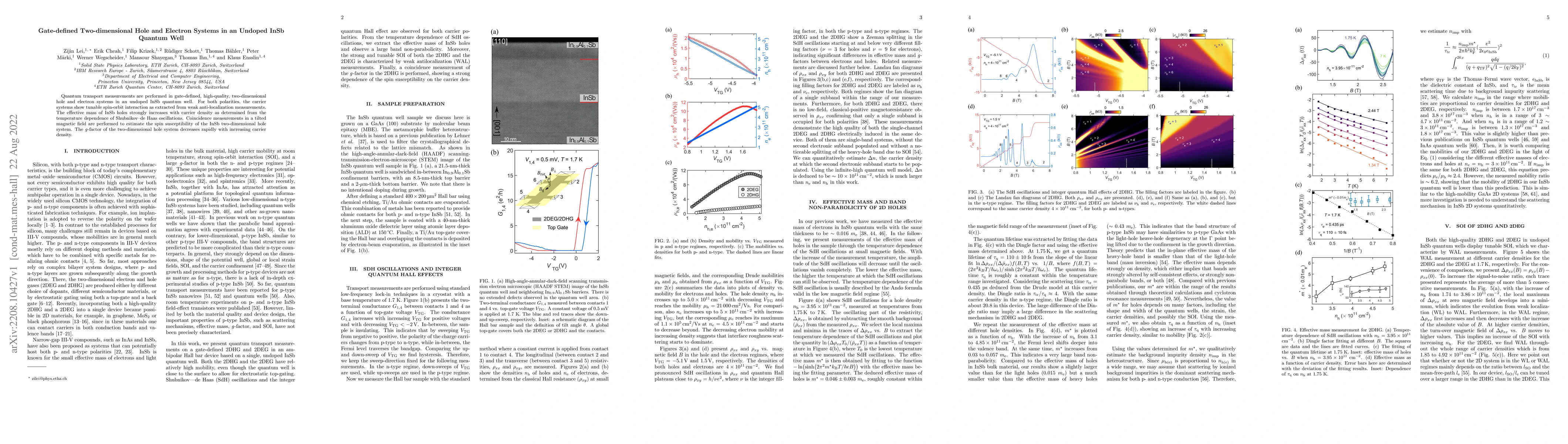 Thumbnail for Gate-defined Two-dimensional Hole and Electron Systems in an Undoped
  InSb Quantum Well