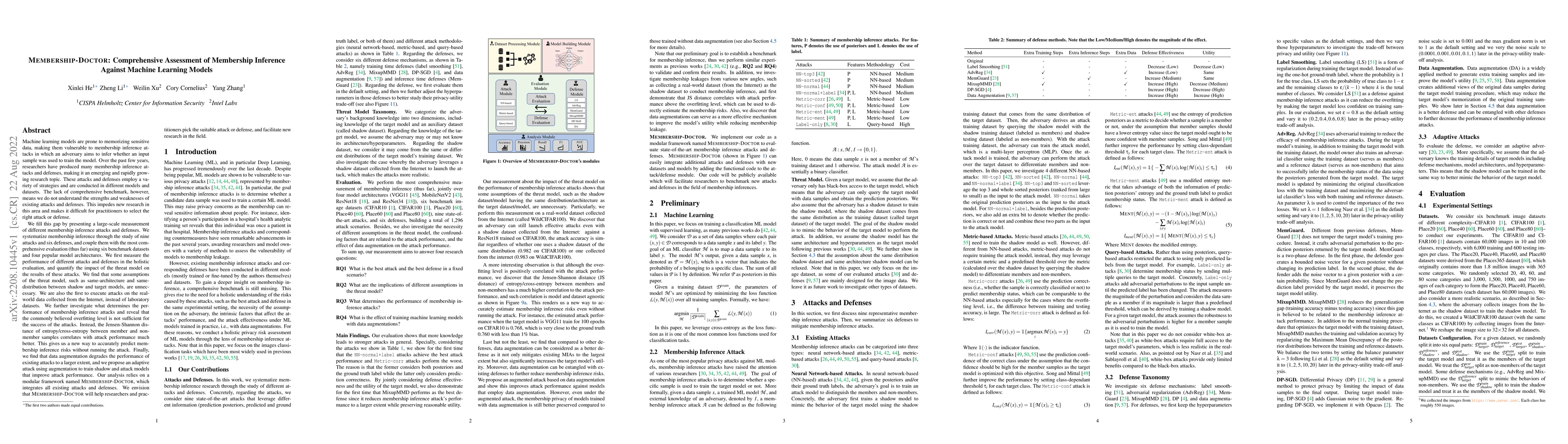 Thumbnail for Membership-Doctor: Comprehensive Assessment of Membership Inference
  Against Machine Learning Models