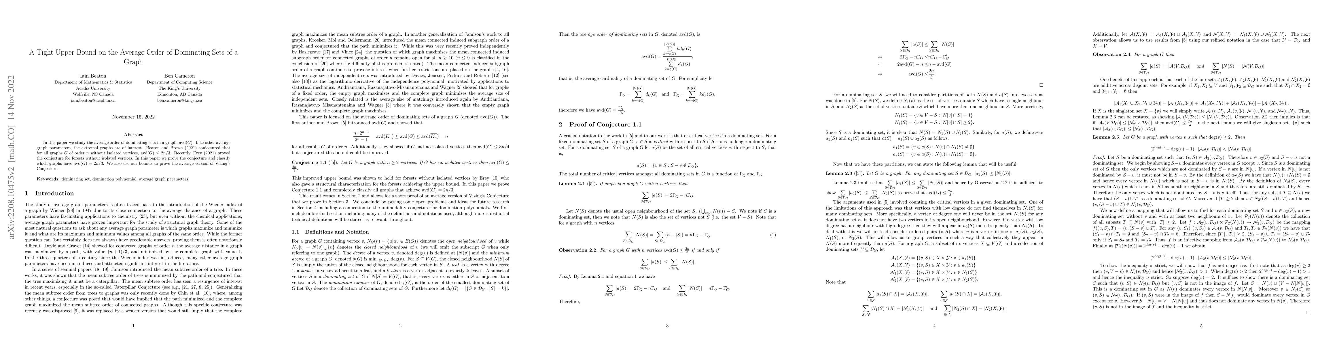 Thumbnail for A Tight Upper Bound on the Average Order of Dominating Sets of a Graph