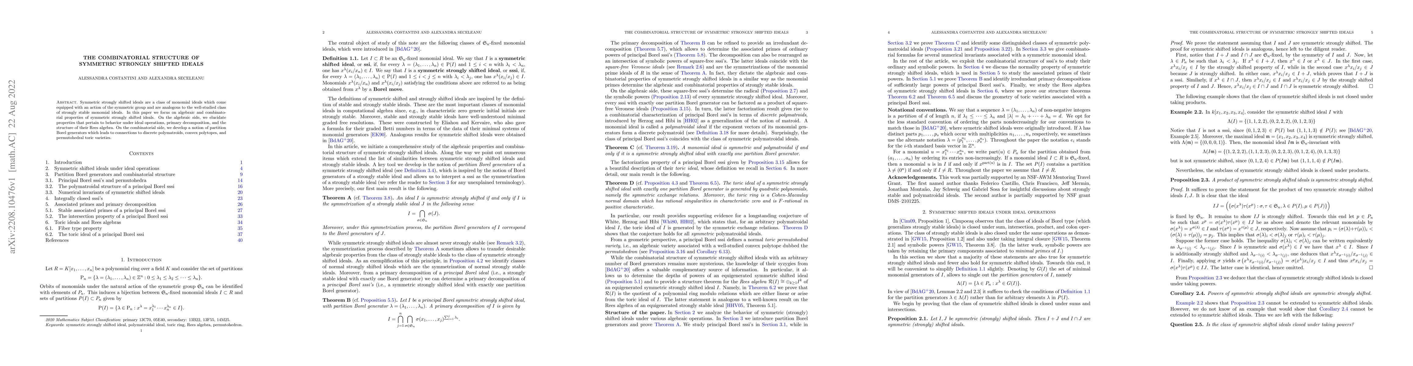 Thumbnail for The combinatorial structure of symmetric strongly shifted ideals