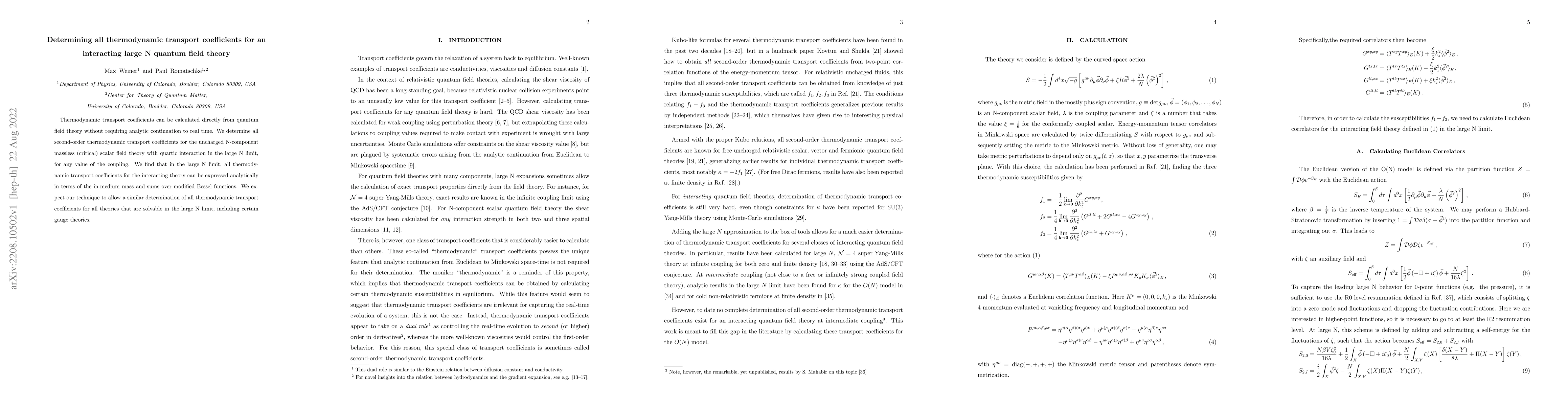 Thumbnail for Determining all thermodynamic transport coefficients for an interacting
  large N quantum field theory