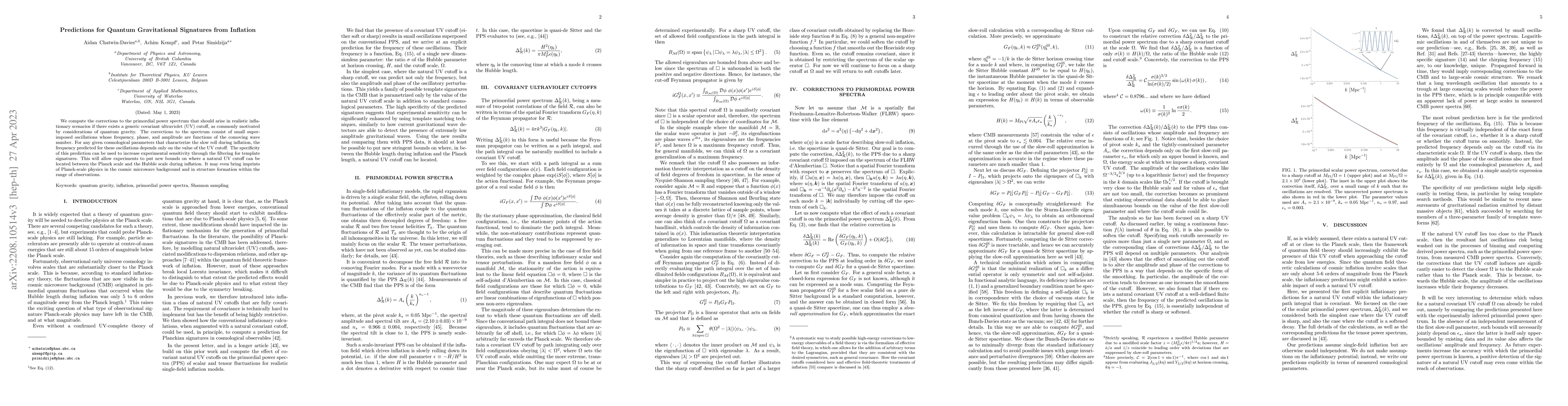 Thumbnail for Predictions for Quantum Gravitational Signatures from Inflation