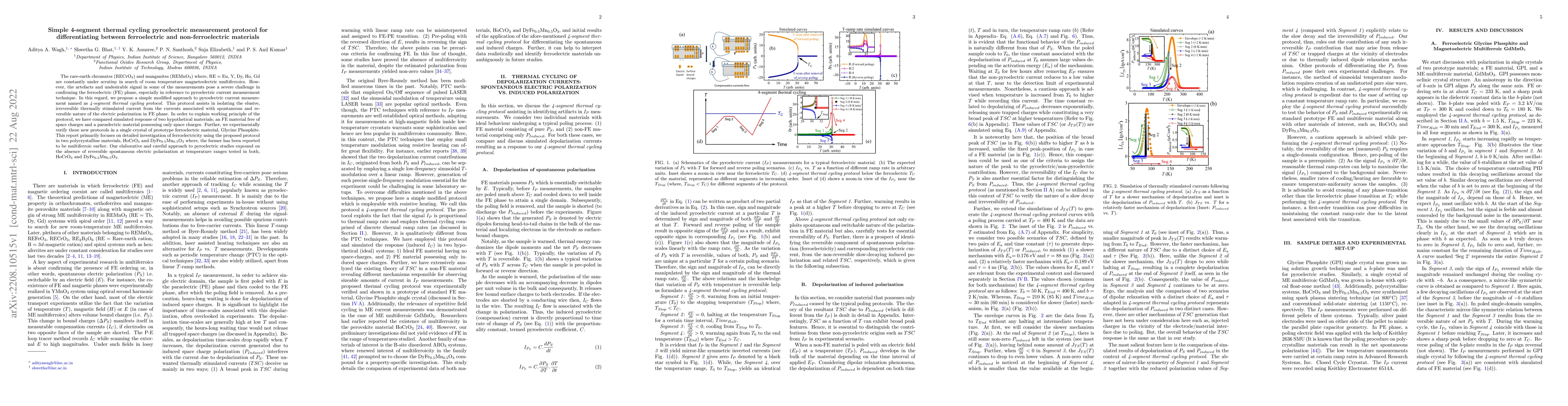 Thumbnail for Simple 4-segment thermal cycling pyroelectric measurement protocol for
  differentiating between ferroelectric and non-ferroelectric materials