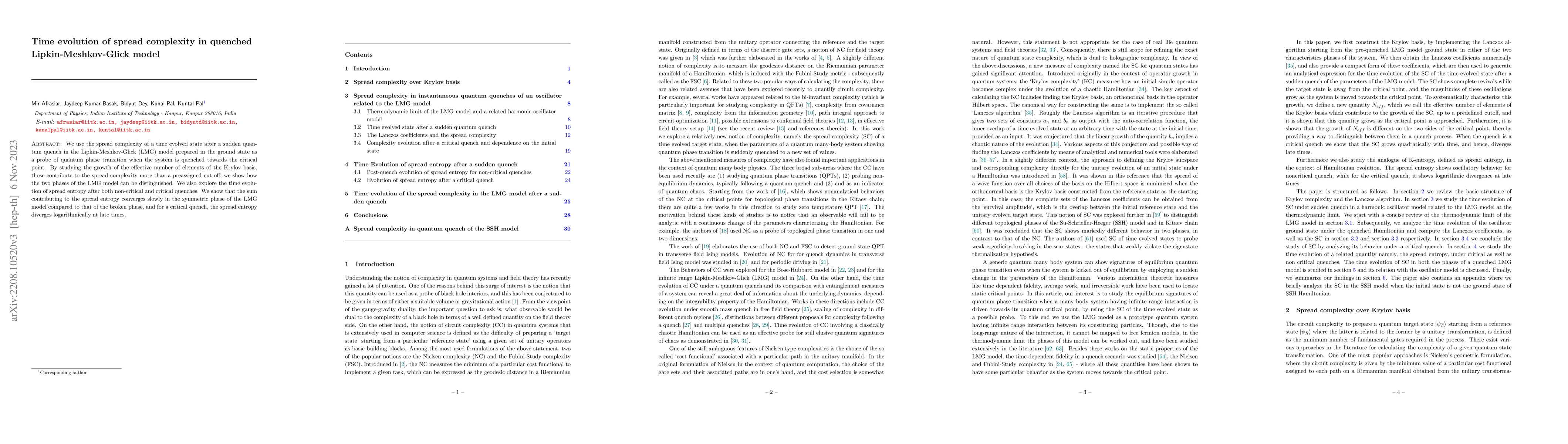 Thumbnail for Time evolution of spread complexity in quenched Lipkin-Meshkov-Glick
  model