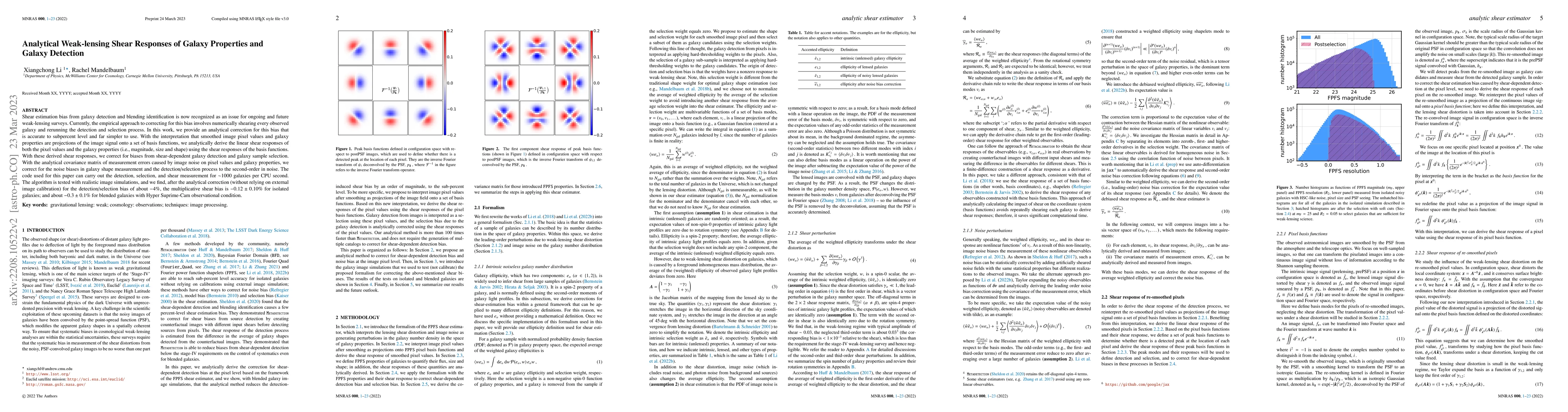 Thumbnail for Analytical Weak-lensing Shear Responses of Galaxy Properties and Galaxy
  Detection