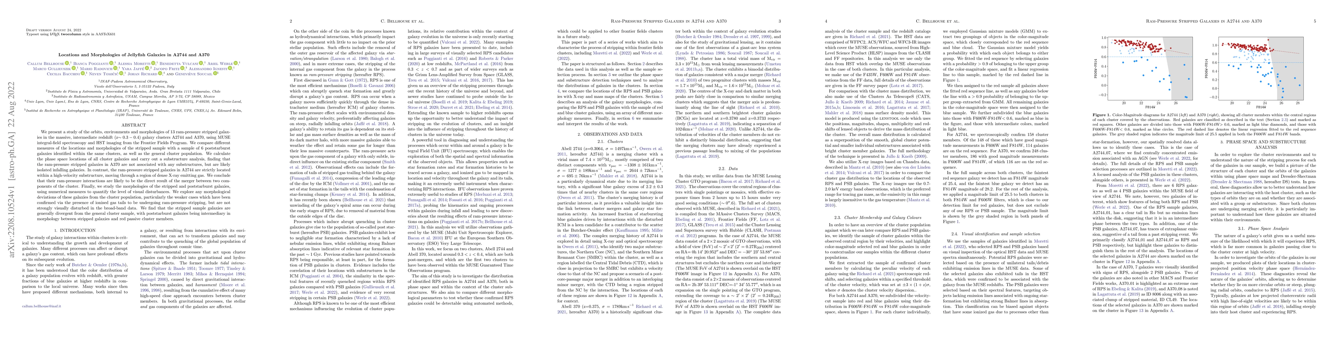 Thumbnail for Locations and Morphologies of Jellyfish Galaxies in A2744 and A370
