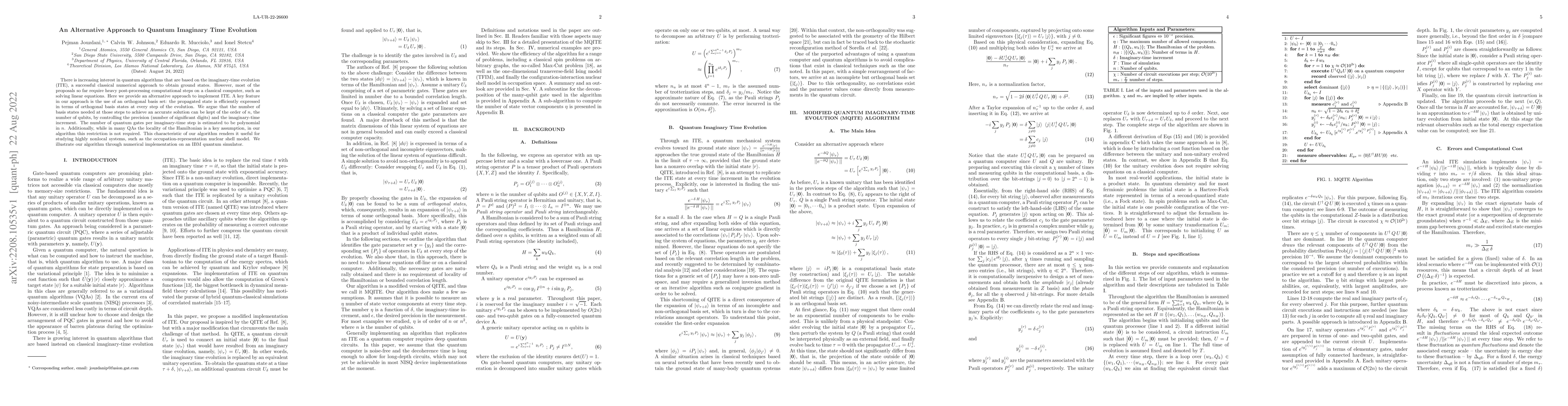 Thumbnail for An Alternative Approach to Quantum Imaginary Time Evolution