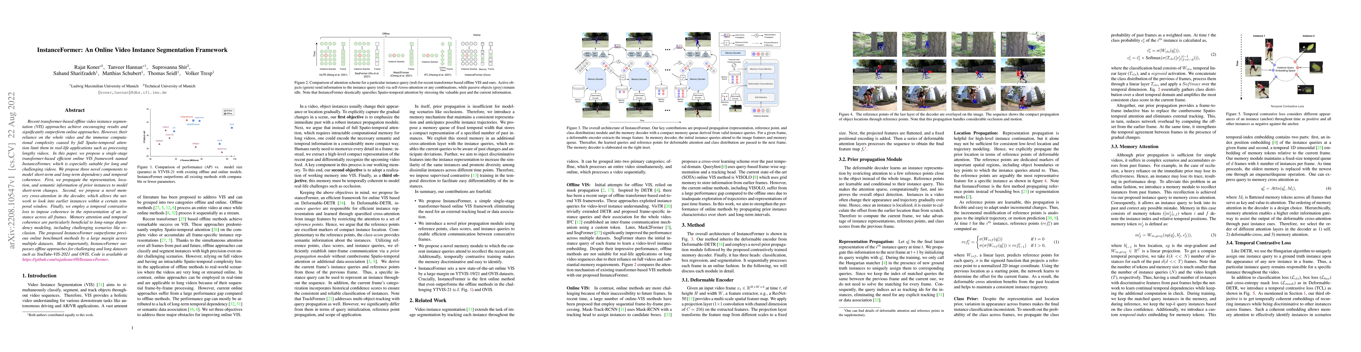Thumbnail for InstanceFormer: An Online Video Instance Segmentation Framework