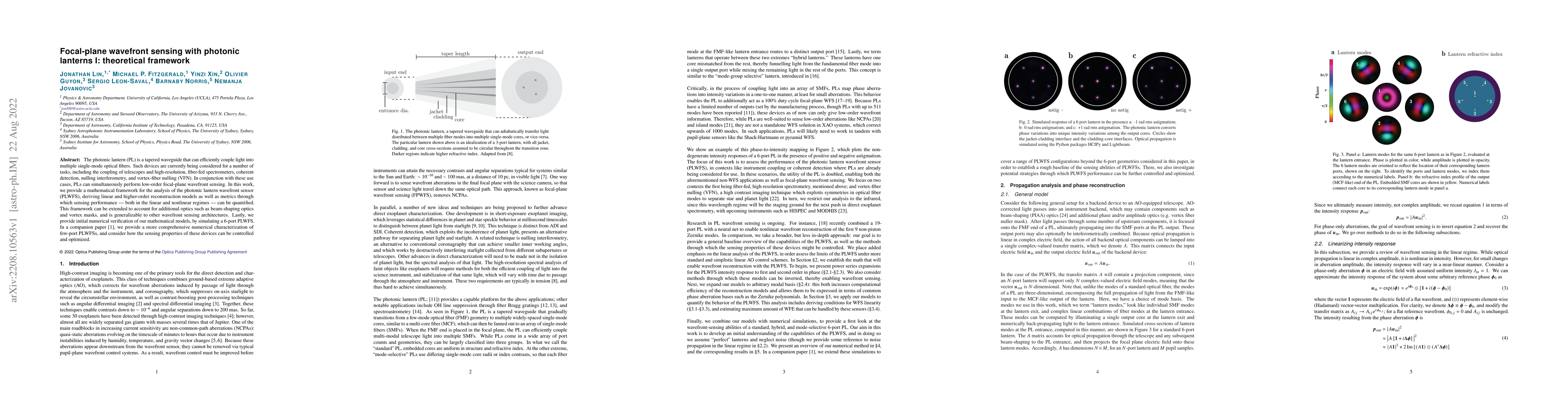 Thumbnail for Focal-plane wavefront sensing with photonic lanterns I: theoretical
  framework