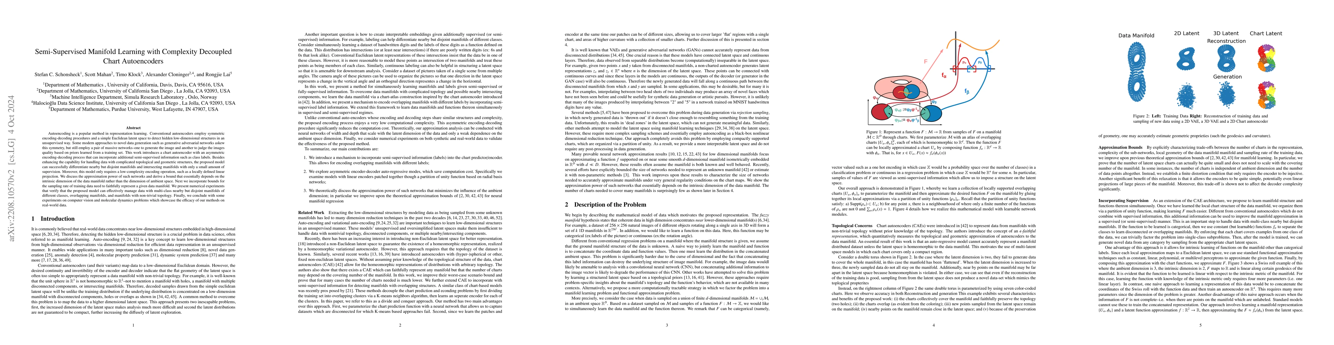 Thumbnail for Semi-Supervised Manifold Learning with Complexity Decoupled Chart
  Autoencoders