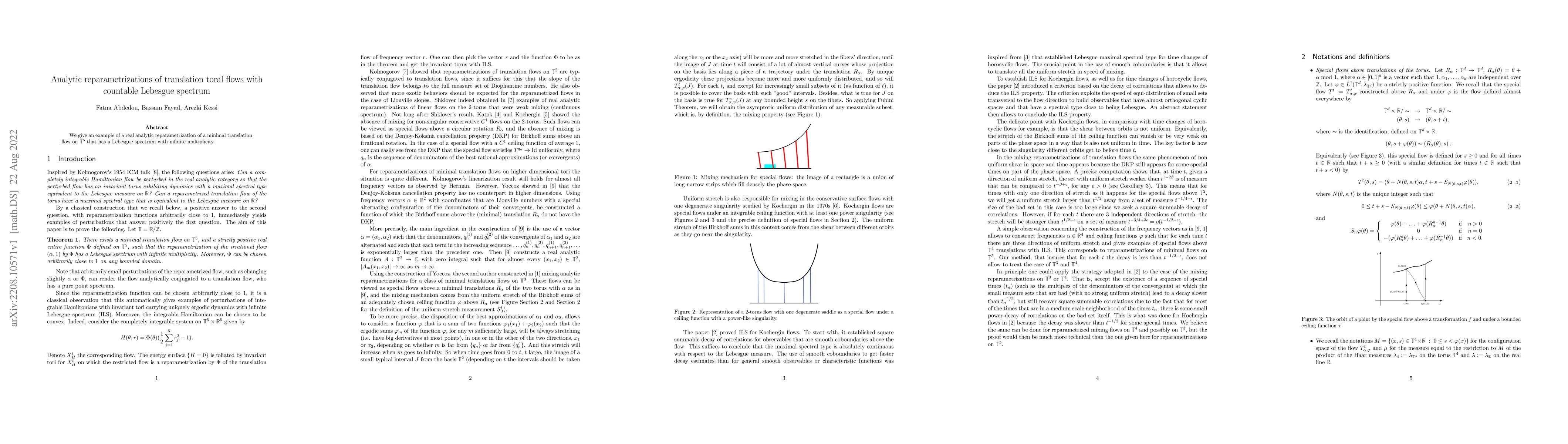 Thumbnail for Analytic reparametrizations of translation toral flows with countable
  Lebesgue spectrum