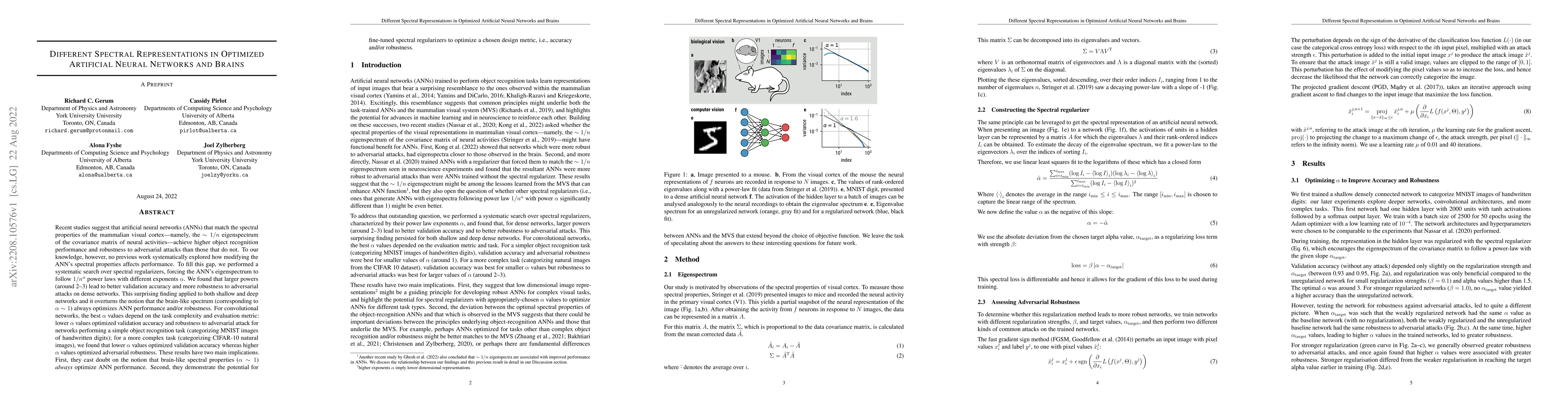 Thumbnail for Different Spectral Representations in Optimized Artificial Neural
  Networks and Brains