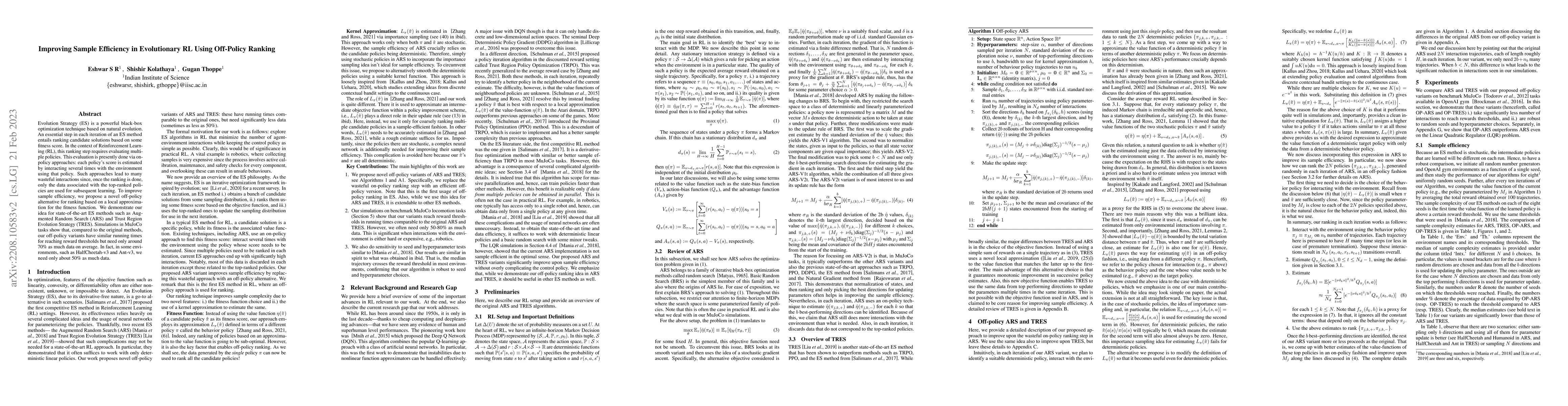 Thumbnail for Improving Sample Efficiency in Evolutionary RL Using Off-Policy Ranking