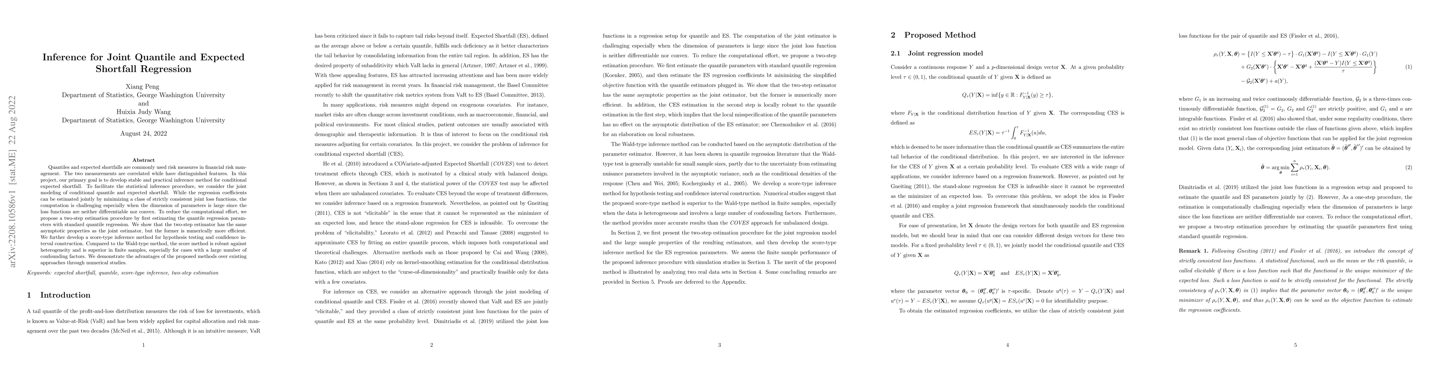 Thumbnail for Inference for Joint Quantile and Expected Shortfall Regression