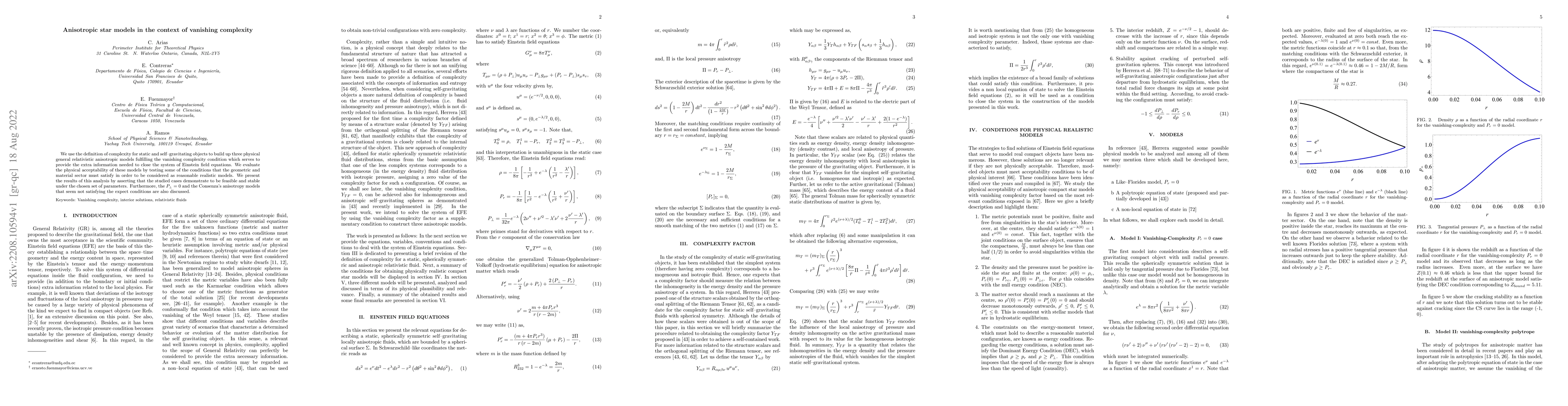 Thumbnail for Anisotropic star models in the context of vanishing complexity
