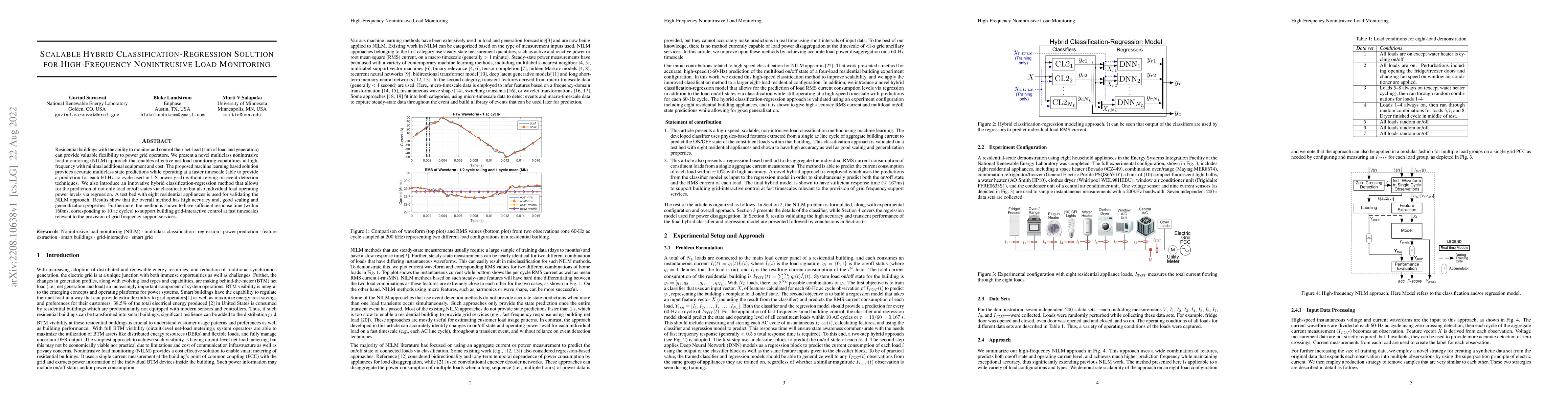Thumbnail for Scalable Hybrid Classification-Regression Solution for High-Frequency
  Nonintrusive Load Monitoring