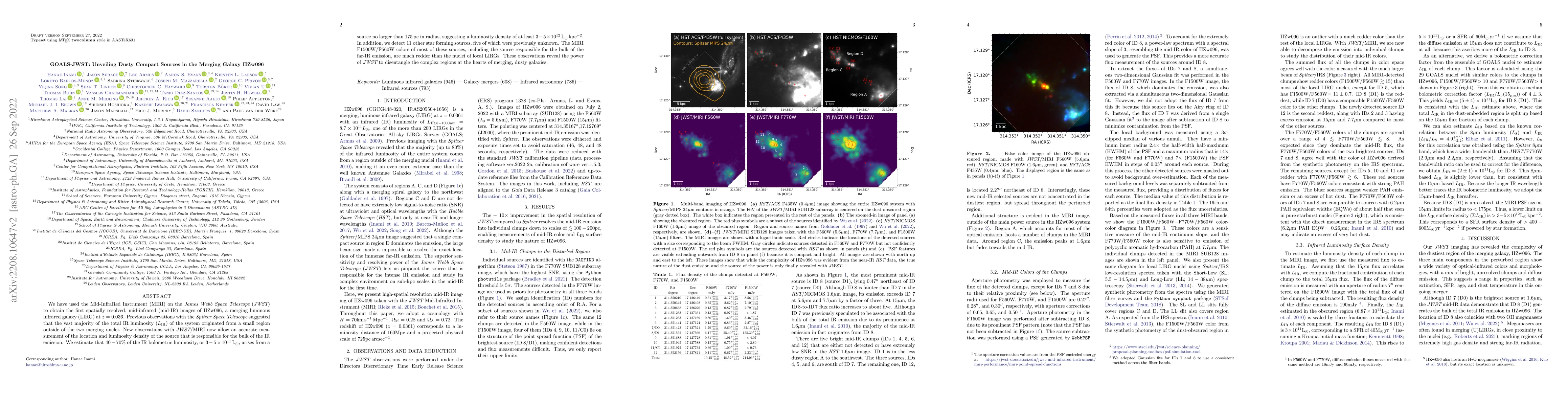 Thumbnail for GOALS-JWST: Unveiling Dusty Compact Sources in the Merging Galaxy
  IIZw096