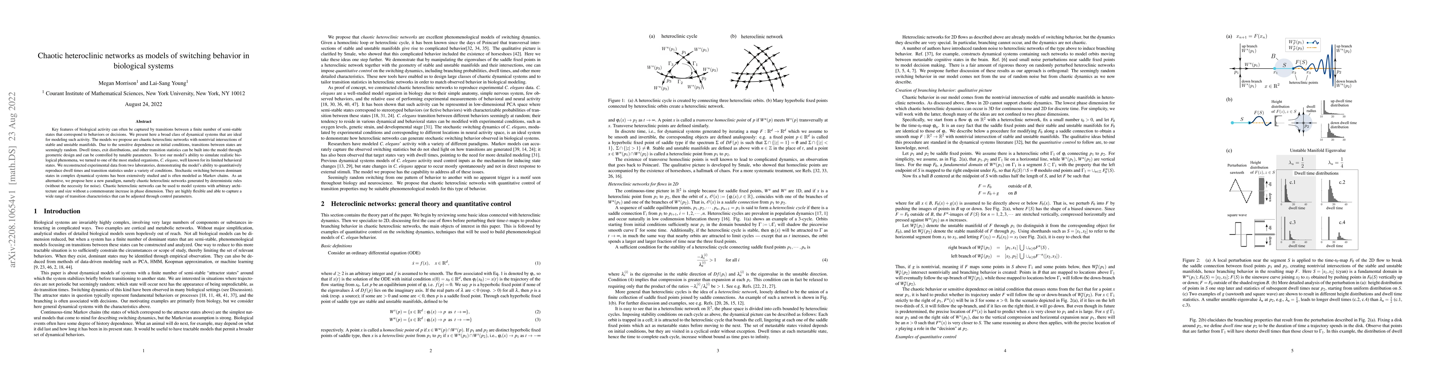 Thumbnail for Chaotic heteroclinic networks as models of switching behavior in
  biological systems