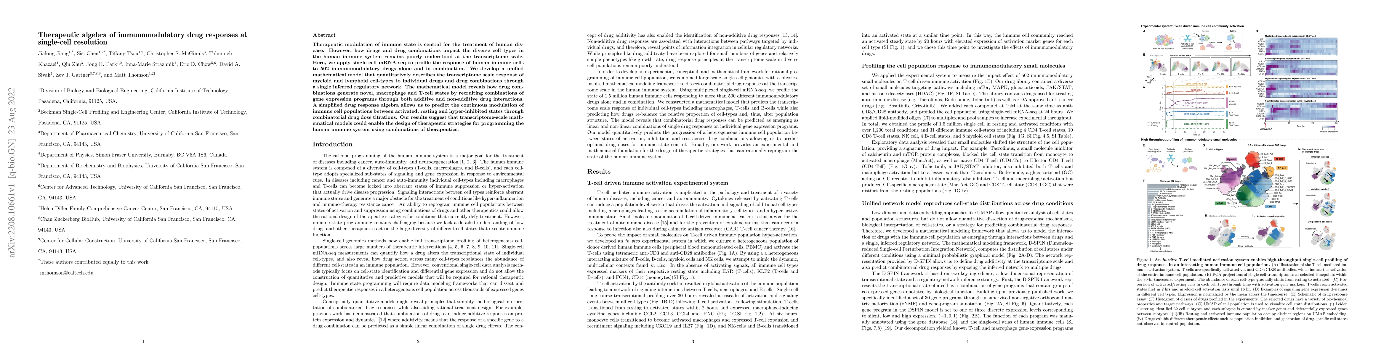 Thumbnail for Therapeutic algebra of immunomodulatory drug responses at single-cell
  resolution