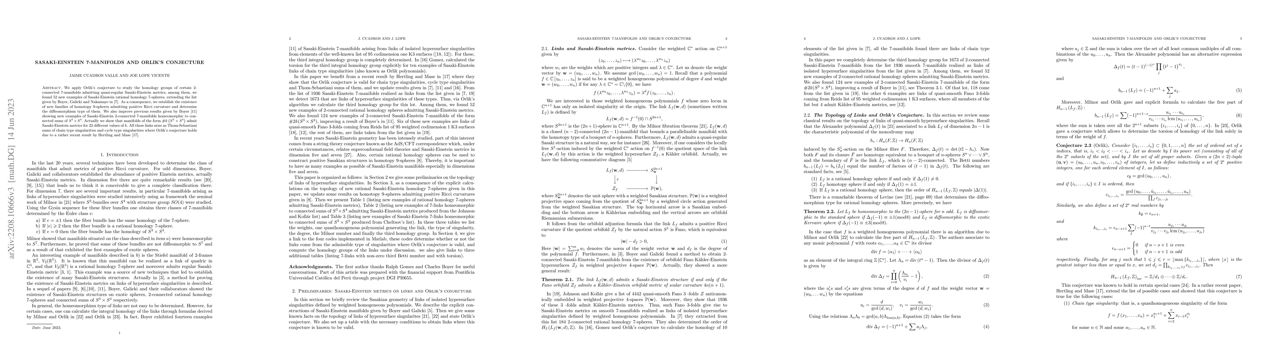 Thumbnail for Sasaki-Einstein 7-manifolds and Orlik's conjecture