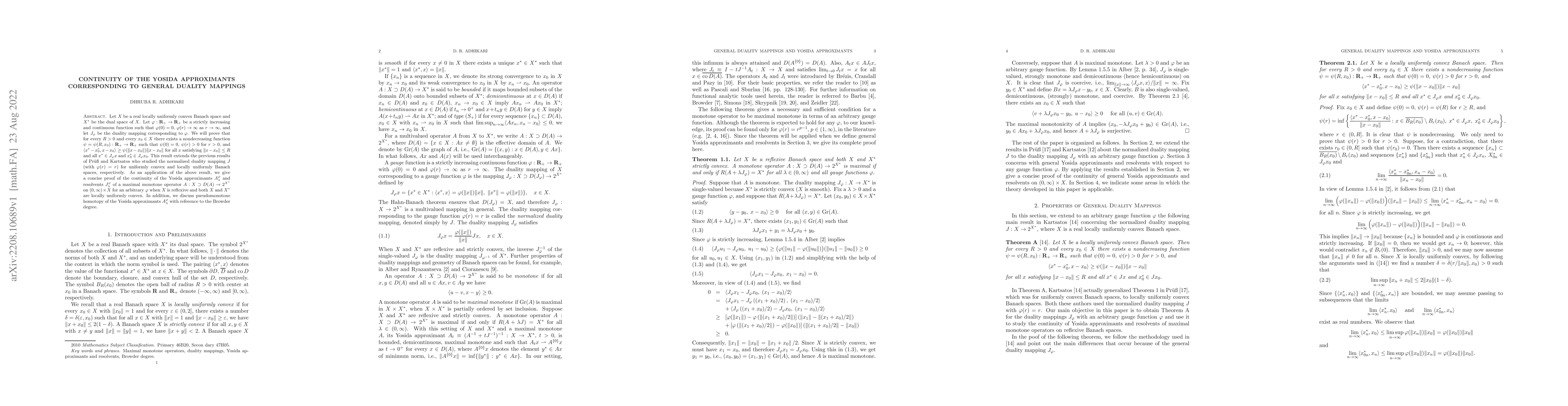 Thumbnail for Continuity of the Yosida Approximants Corresponding to General Duality
  Mappings