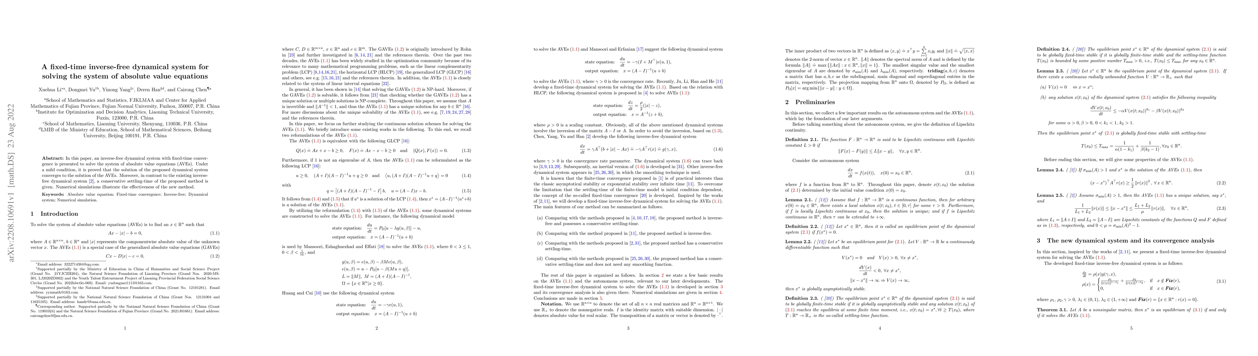 Thumbnail for A fixed-time inverse-free dynamical system for solving the system of
  absolute value equations