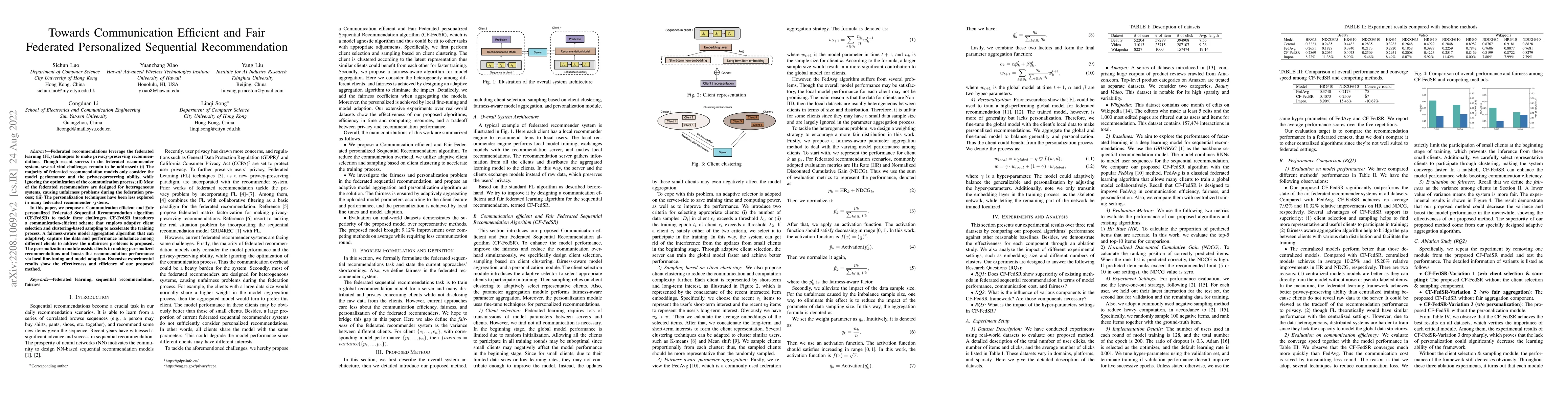 Thumbnail for Towards Communication Efficient and Fair Federated Personalized
  Sequential Recommendation